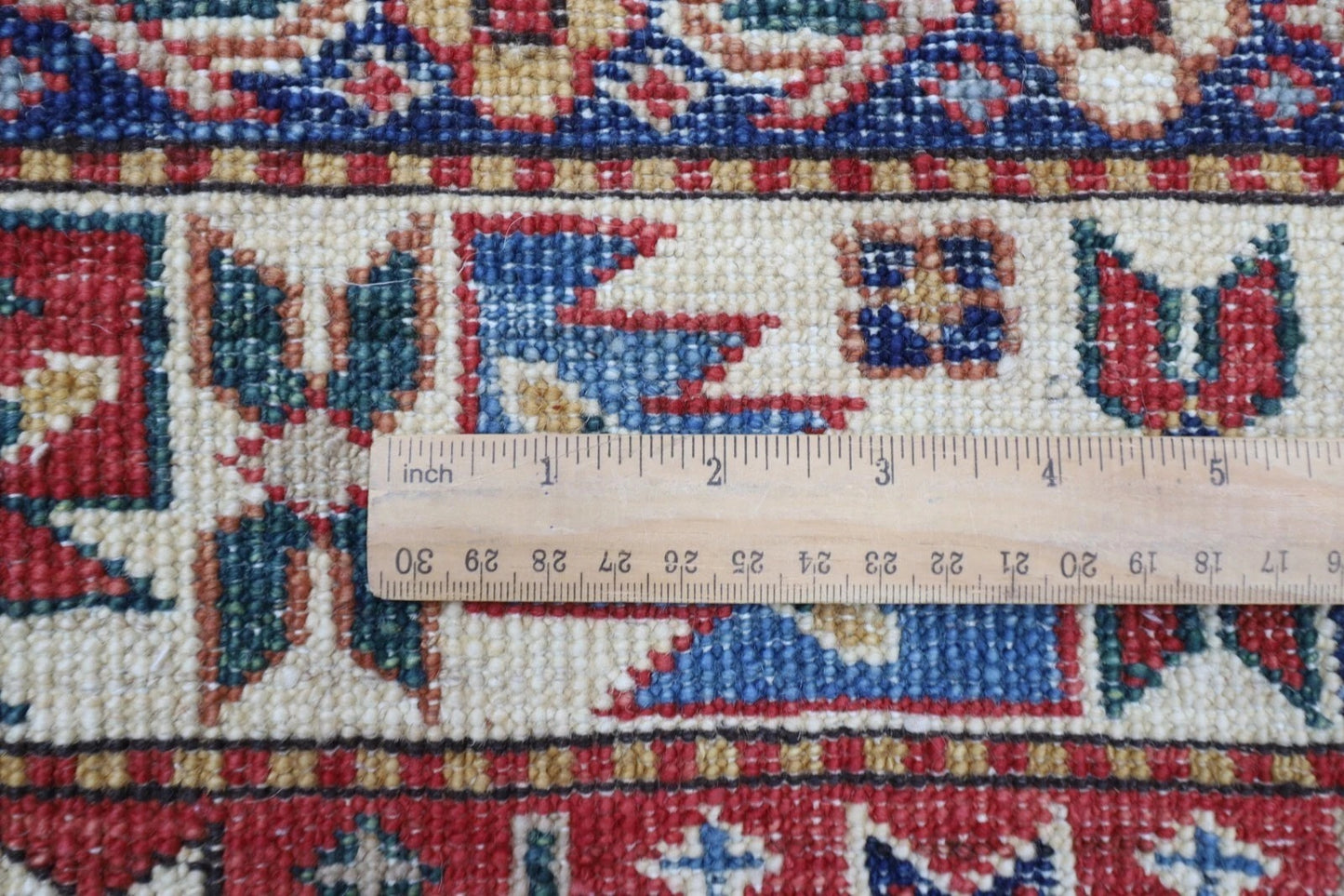 189 x 270 cm |  Kazak Blue Afghan Tribal Hand Knotted Veg Dye Wool carpet