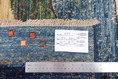 184 x 260 cm | Landscape Gabbeh Afghan Tribal Hand Knotted Veg Dye Wool Carpet