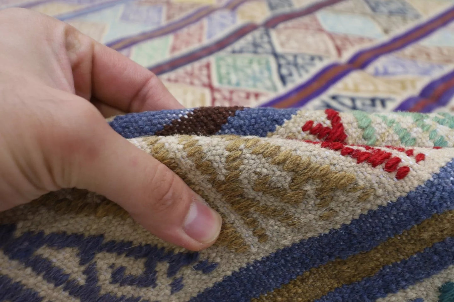 195 x 299 cm | Flat weaved Afghan Tribal Hand Knotted Carpet