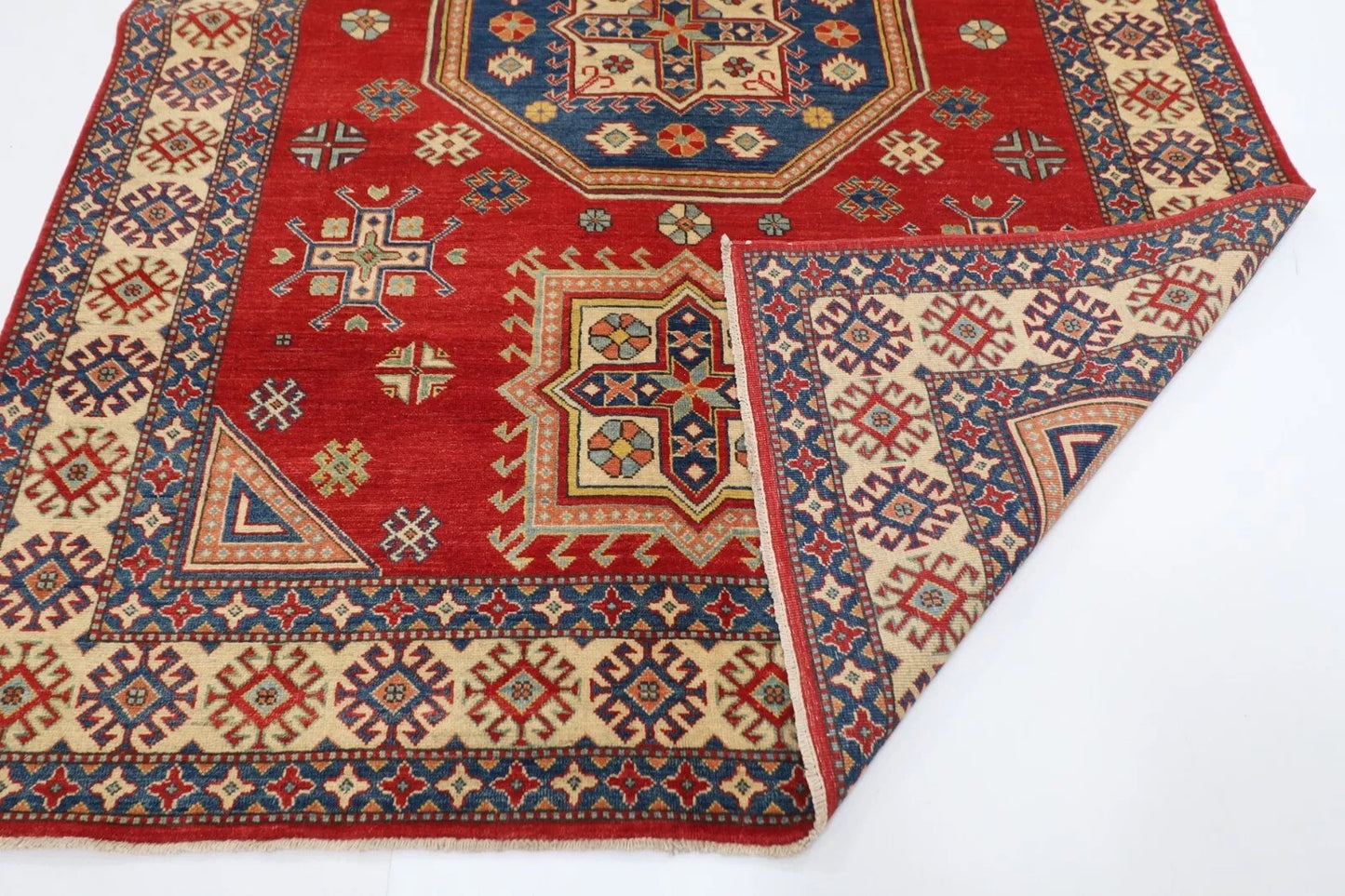 203 x 280 cm | Kazak Afghan Tribal Hand Knotted Carpet