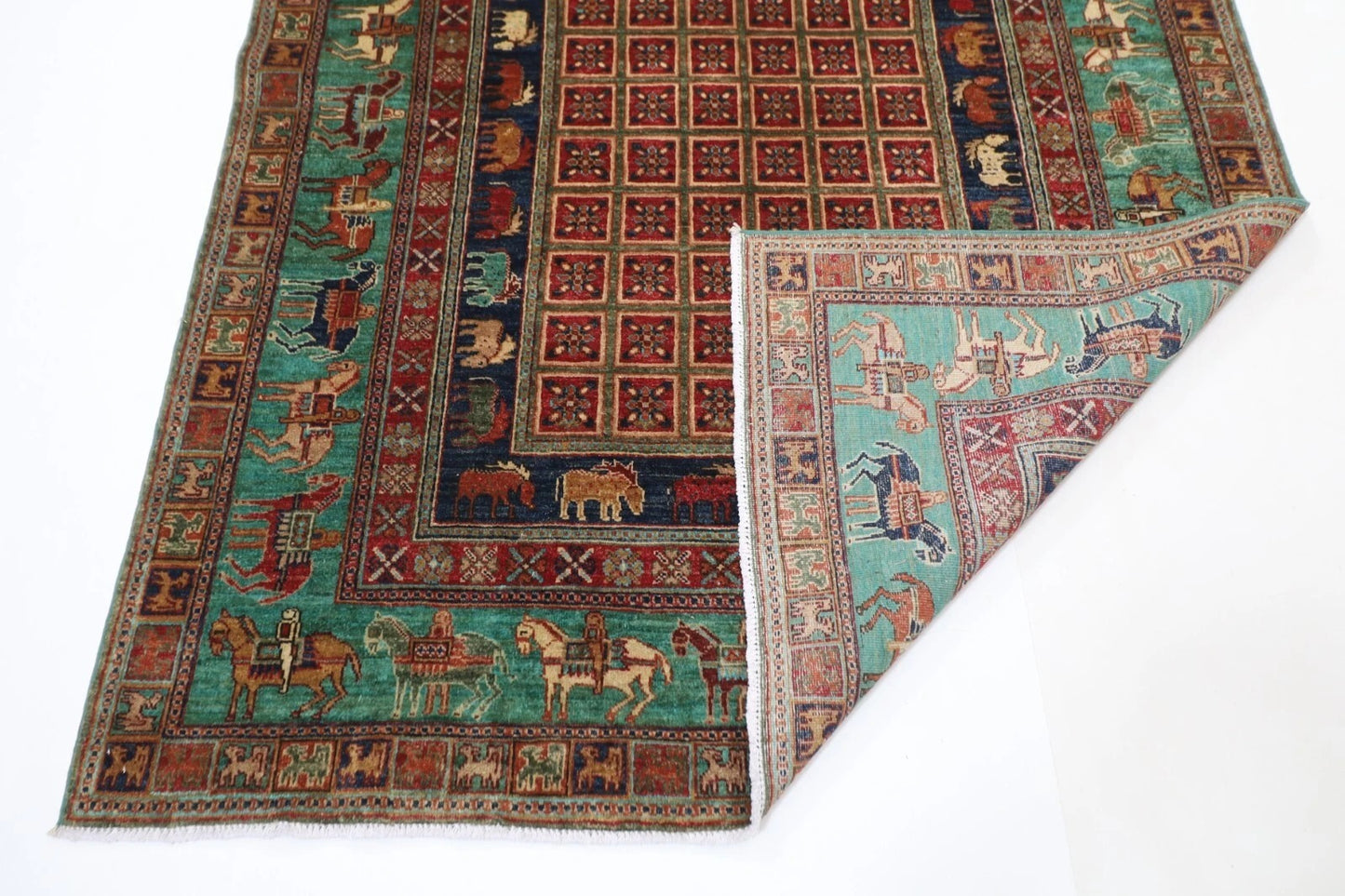 168 x 234 cm | Pazyryk Afghan Tribal Hand Knotted Veg Dye Wool Carpet