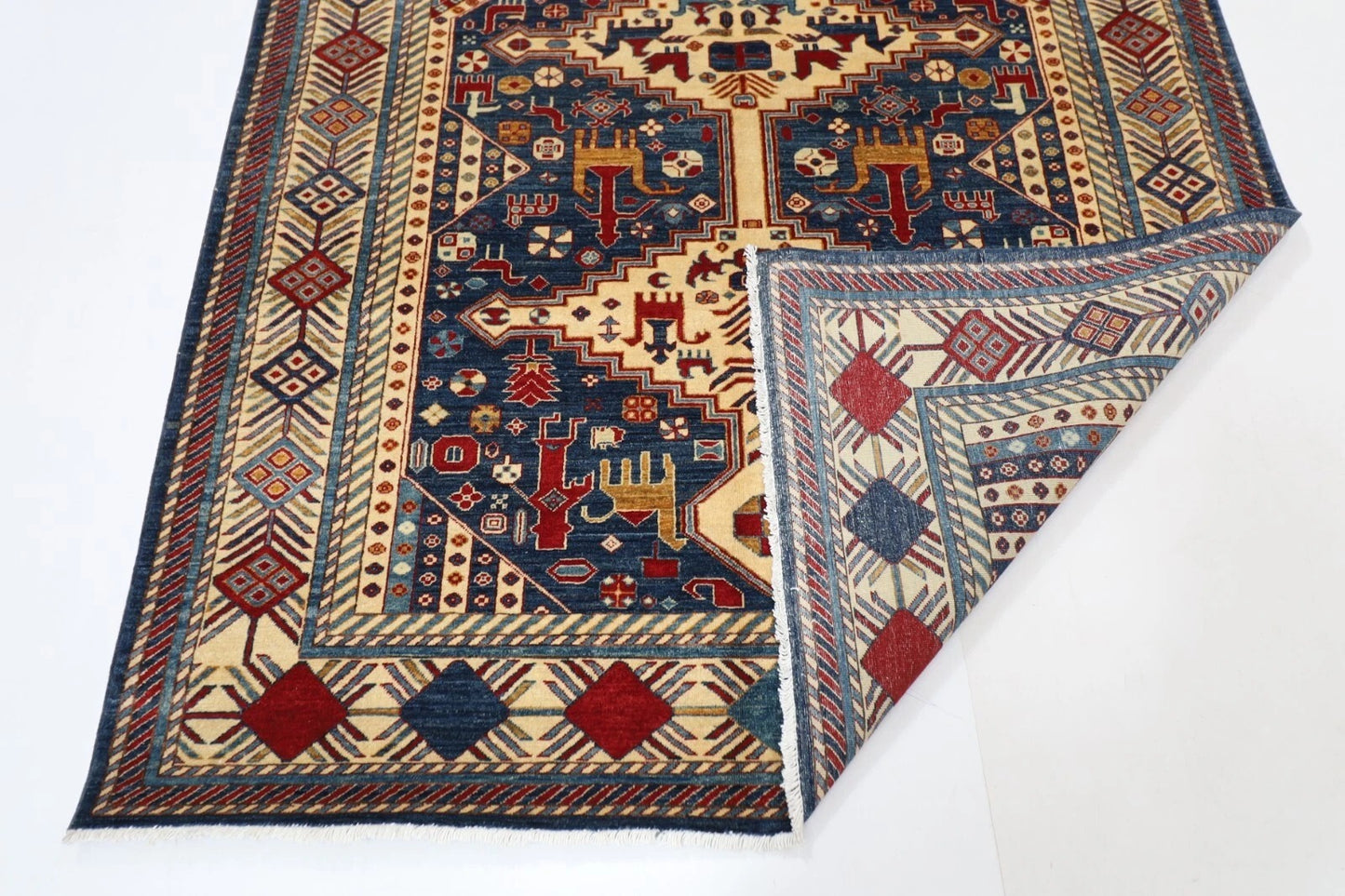 160 x 212 cm | Fine Afghan Tribal Hand Knotted Veg Dye Wool Carpet