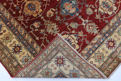 178 x 260 cm | Kazak Red Afghan Tribal Hand Knotted Veg Dye Wool Carpet
