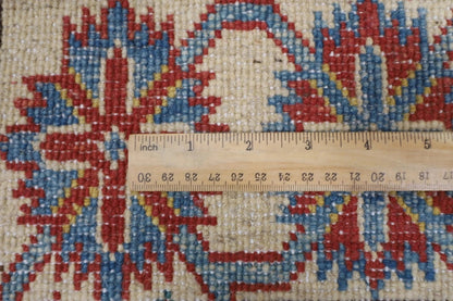 122 x 176 cm | Kazak Afghan Tribal Hand Knotted Veg Dye Wool carpet