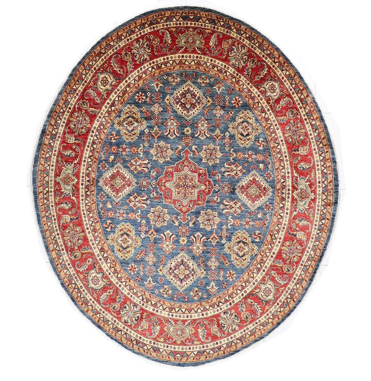 276 x 288 cm | Kazak Afghan Tribal Hand Knotted Wool Round Carpet