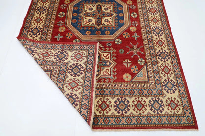 177 x 255 cm | Kazak Afghan Tribal Hand Knotted Veg Dye Wool Carpet