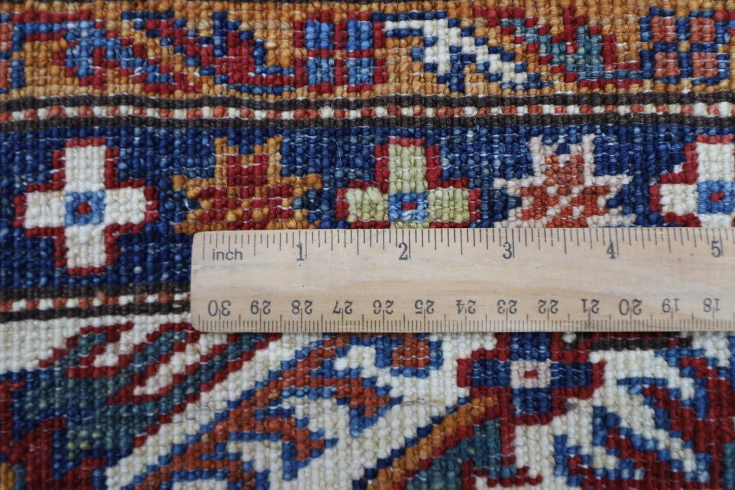 171 x 238 cm | Kazak Afghan Tribal Hand Knotted Veg Dye Wool Carpet caramel
