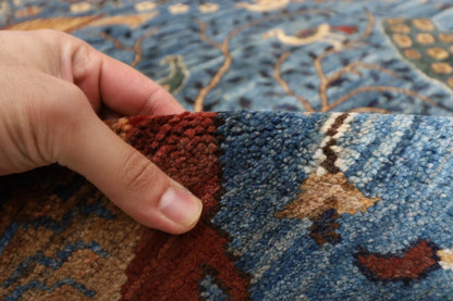 153 x 200 cm | Birds Afghan Tribal Hand Knotted Veg Dye Wool Carpet