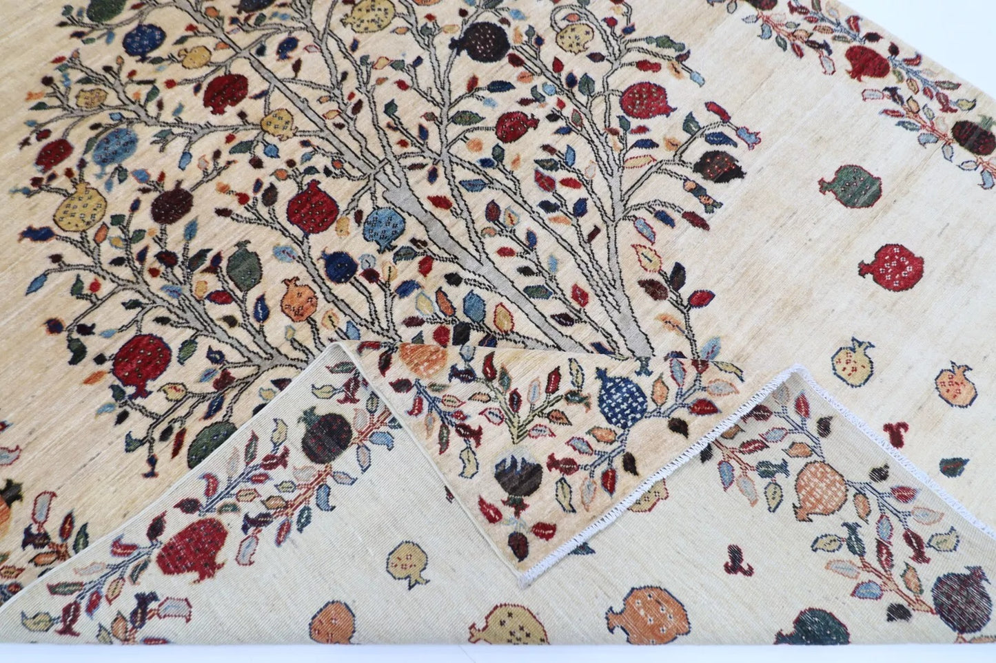 180 x 250 cm | Beige Afghan Tribal Hand Knotted Veg Dye Wool Carpet