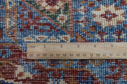 82 x 925 cm | Mamluk Blue Afghan Tribal Hand Knotted Wool Runner