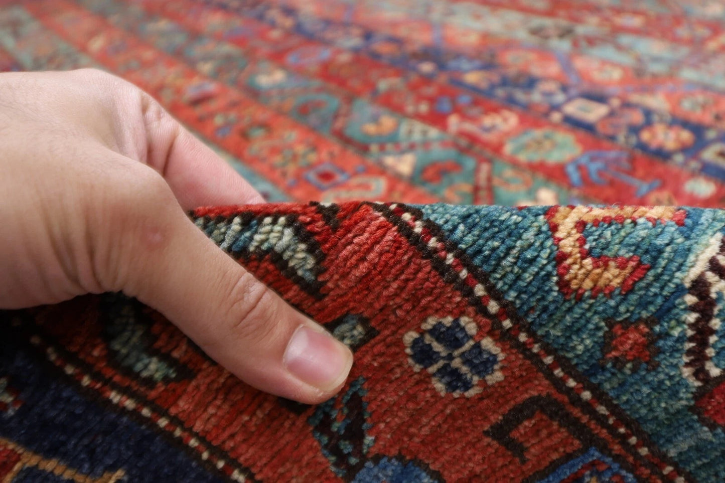 245 x 288 cm | Shawl Afghan Tribal Hand Knotted Carpet