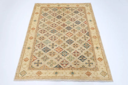 124 x 161 cm | Afghan Tribal Hand Knotted Veg Dye Wool carpet