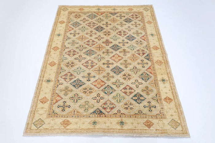 124 x 161 cm | Afghan Tribal Hand Knotted Veg Dye Wool carpet