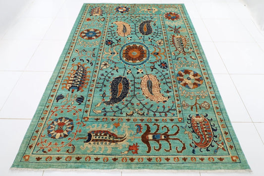 182 x 272 cm |  Suzani Afghan Tribal Hand Knotted Veg Dye Wool carpet