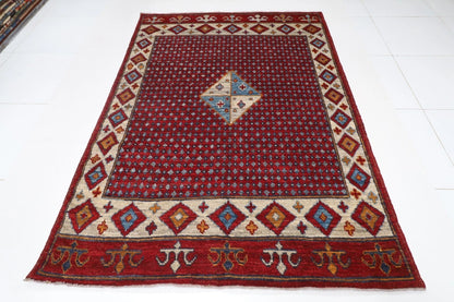 167 x 238 cm | Oushak Afghan Tribal Hand Knotted Veg Dye Wool Carpet