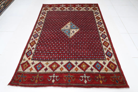 167 x 238 cm | Oushak Afghan Tribal Hand Knotted Veg Dye Wool Carpet