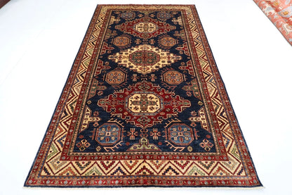 182 x 288 cm |  Kazak Blue Afghan Tribal Hand Knotted Veg Dye Wool carpet