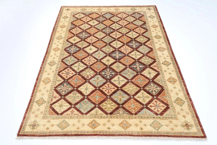 151 x 203 cm | Tribal Hand Knotted Veg Dye Wool Carpet