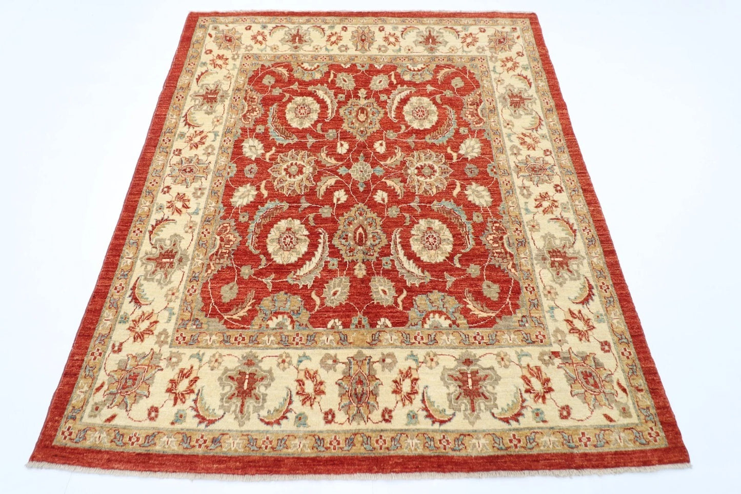 172 x 201 cm | Oriental Afghan Tribal Hand Knotted Veg Dye Wool Carpet