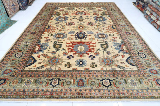 305 x 408 cm | Aryana Beige Afghan Hand Knotted Carpet