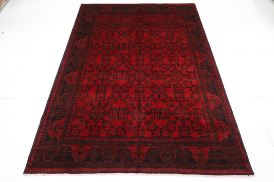 174 x 233 cm | Bokhara Afghan Tribal Hand Knotted Veg Dye Wool Carpet