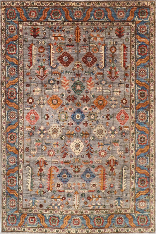 188 x 273 cm |  Bidjar Gray Afghan Tribal Hand Knotted Veg Dye Wool carpet