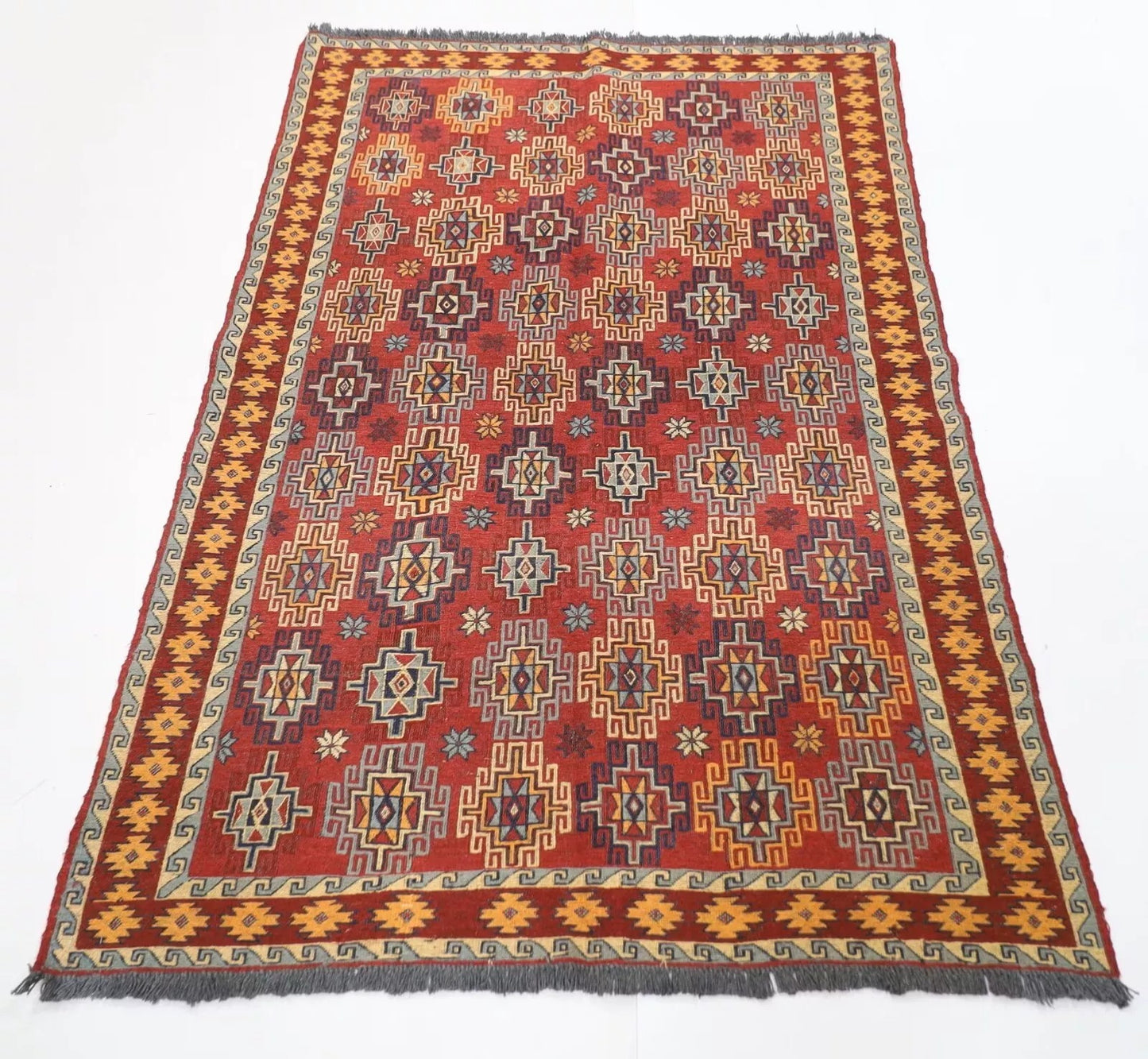 125 x 185 cm | Sumak Flat Weave Afghan Tribal Hand Knotted Veg Dye Wool carpet