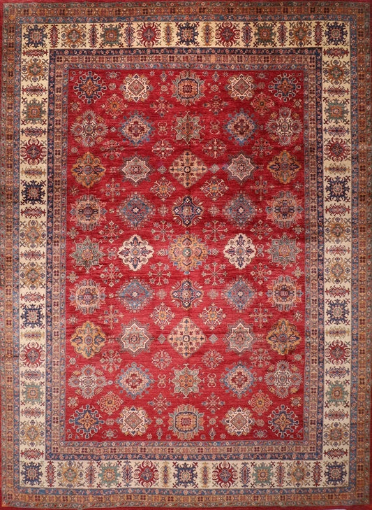 382 x 513 cm | Beautiful timeless red Afghan Kazak Handmade carpet