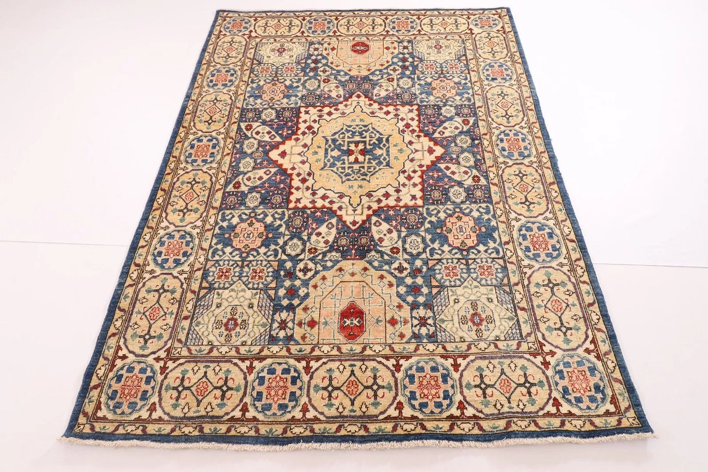 156 x 210 cm | Mamluk Afghan Tribal Hand Knotted Veg Dye Wool Carpet