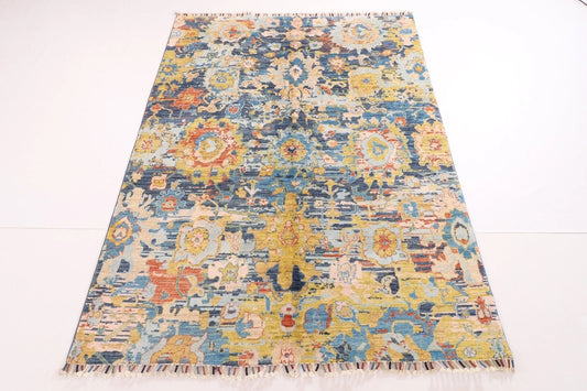155 x 198 cm | Abstract Afghan Tribal Hand Knotted Veg Dye Wool Carpet