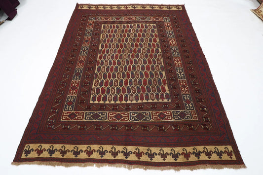 188 x 245 cm | Vintage Kilim Afghan Tribal Hand Knotted Veg Dye Wool Carpet