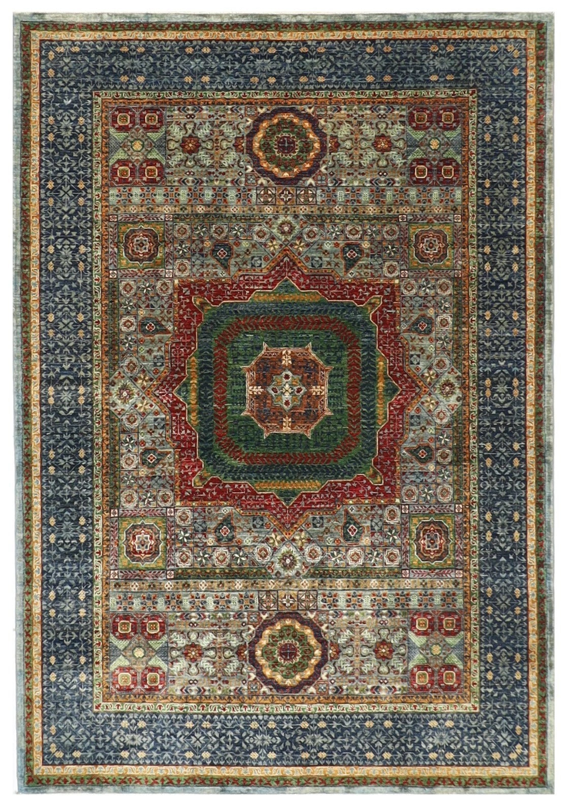 174 x 246 cm | Mamluk Afghan Tribal Hand Knotted Veg Dye Wool Carpet