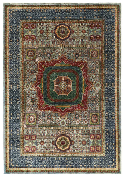174 x 246 cm | Mamluk Afghan Tribal Hand Knotted Veg Dye Wool Carpet