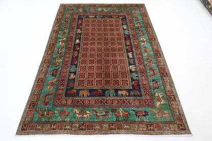 168 x 234 cm | Pazyryk Afghan Tribal Hand Knotted Veg Dye Wool Carpet