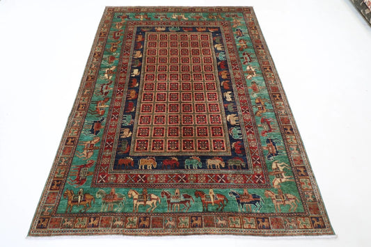 168 x 234 cm | Pazyryk Afghan Tribal Hand Knotted Veg Dye Wool Carpet