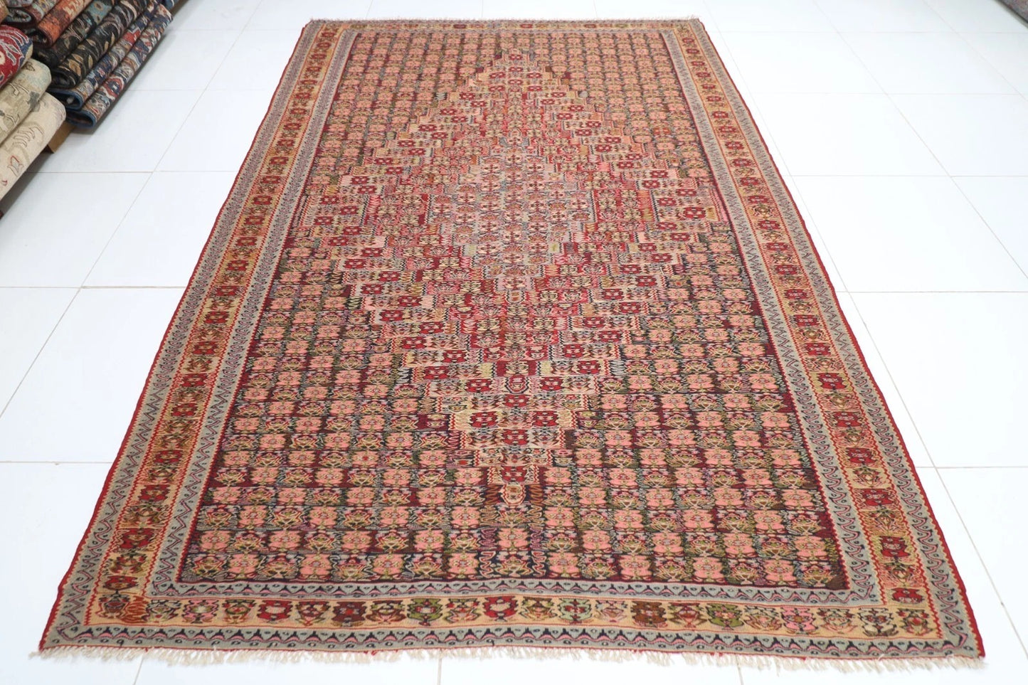 205 x 293 cm | Sumak Flat Weaved Kilim Afghan Tribal Hand Knotted Carpet