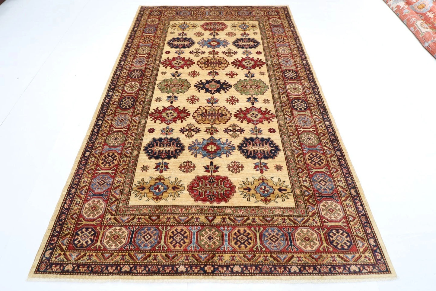 185 x 286 cm | Kazak Afghan Tribal Hand Knotted Carpet