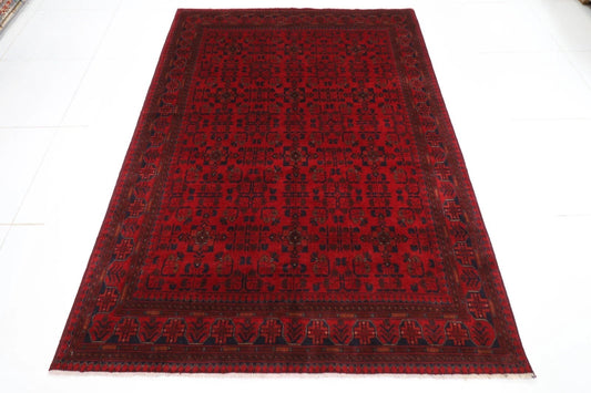 171 x 238 cm | Bokhara Afghan Tribal Hand Knotted Veg Dye Wool Carpet