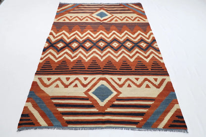 160 x 225 cm | Flat Weaved Afghan Tribal Hand Knotted Veg Dye Wool Carpet