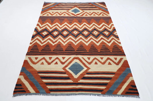 160 x 225 cm | Flat Weaved Afghan Tribal Hand Knotted Veg Dye Wool Carpet