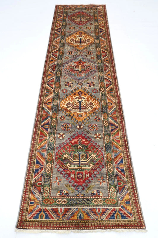 80 x 293 cm | Kazak Afghan Tribal Hand Knotted Wool Runner