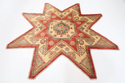 207 x 202 cm | Kazak Afghan Tribal Hand Knotted Wool Carpet