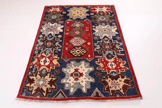 155 x 191 cm | Oushak Afghan Tribal Hand Knotted Veg Dye Wool Carpet