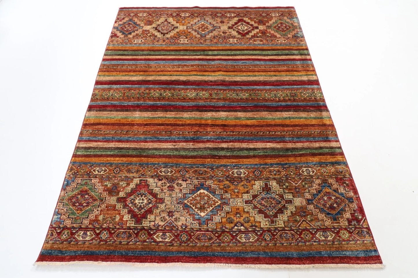 154 x 206 cm | Khorjun Afghan Tribal Hand Knotted Veg Dye Wool carpet