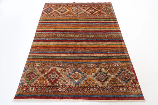 154 x 206 cm | Khorjun Afghan Tribal Hand Knotted Veg Dye Wool carpet