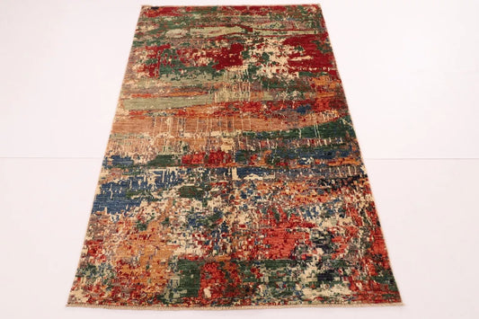 126 x 186 cm | Abstract Afghan Tribal Hand Knotted Veg Dye Wool carpet