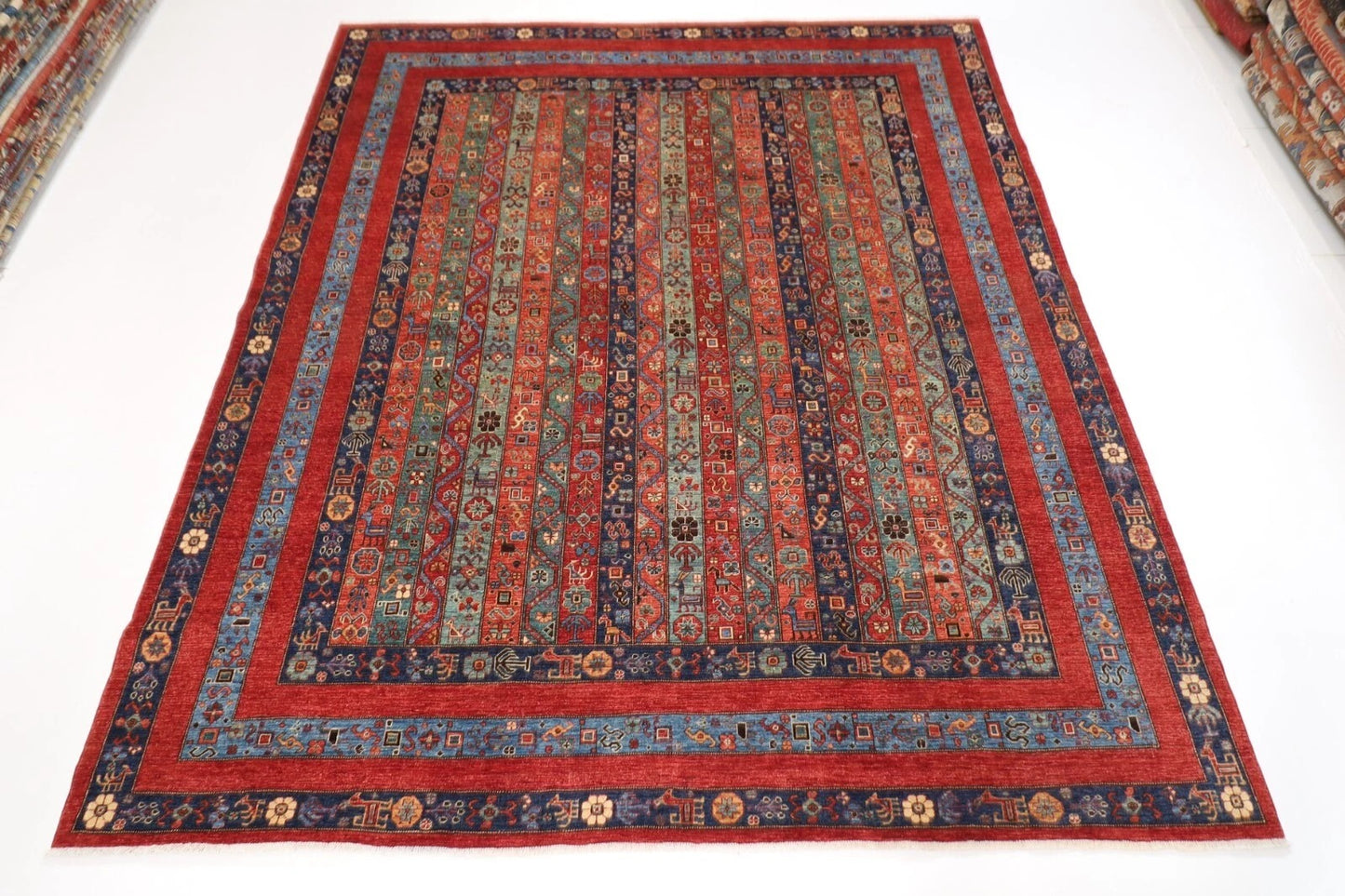 245 x 288 cm | Shawl Afghan Tribal Hand Knotted Carpet