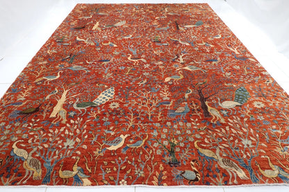 302 x 413 cm | Birds Afghan Hand Knotted Carpet