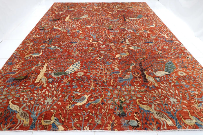 302 x 413 cm | Birds Afghan Hand Knotted Carpet