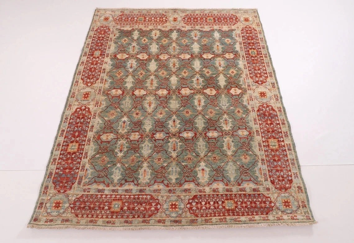 158 x 188 cm | Mamluk Afghan Tribal Hand Knotted Veg Dye Wool Carpet